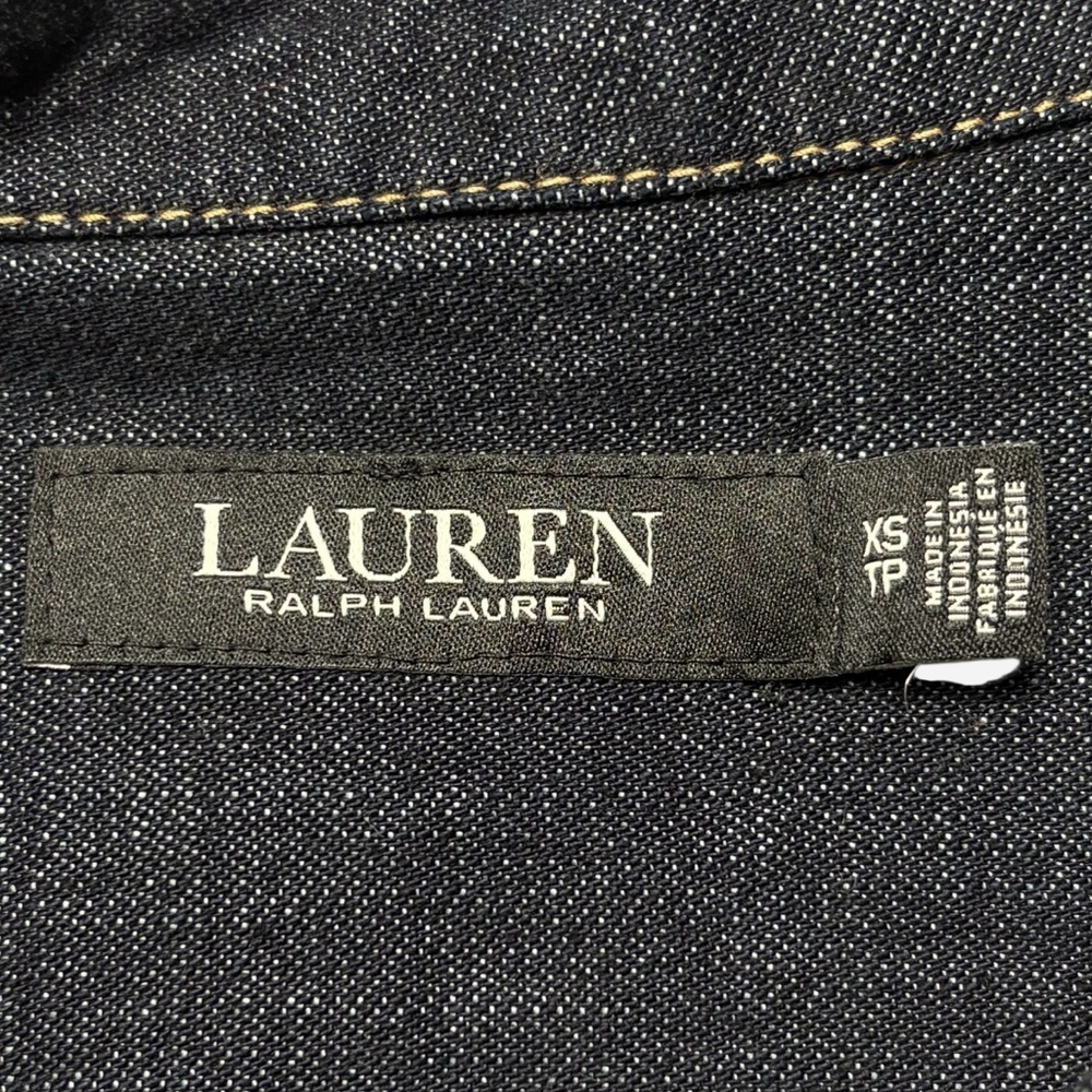 Lauren Ralph Lauren Denim Shift Shirt Dress Size XS Short Sleeve Dark Blue Wash - Picture 8 of 12